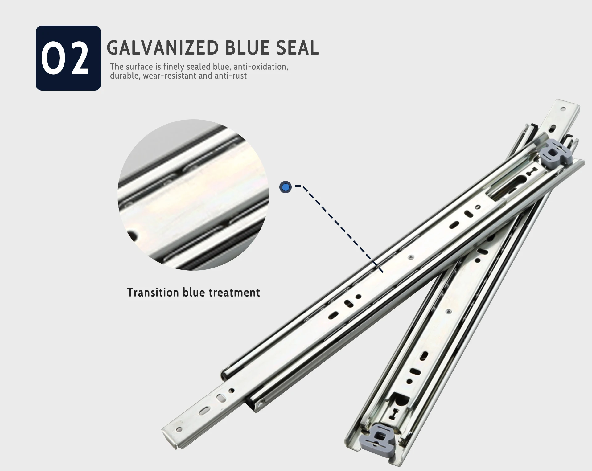 Furniture Hardware 51mm Wide Cold Rolled Heavy Duty Full Extension Side Mounted Ball Bearings Telescopic Kitchen Dining
