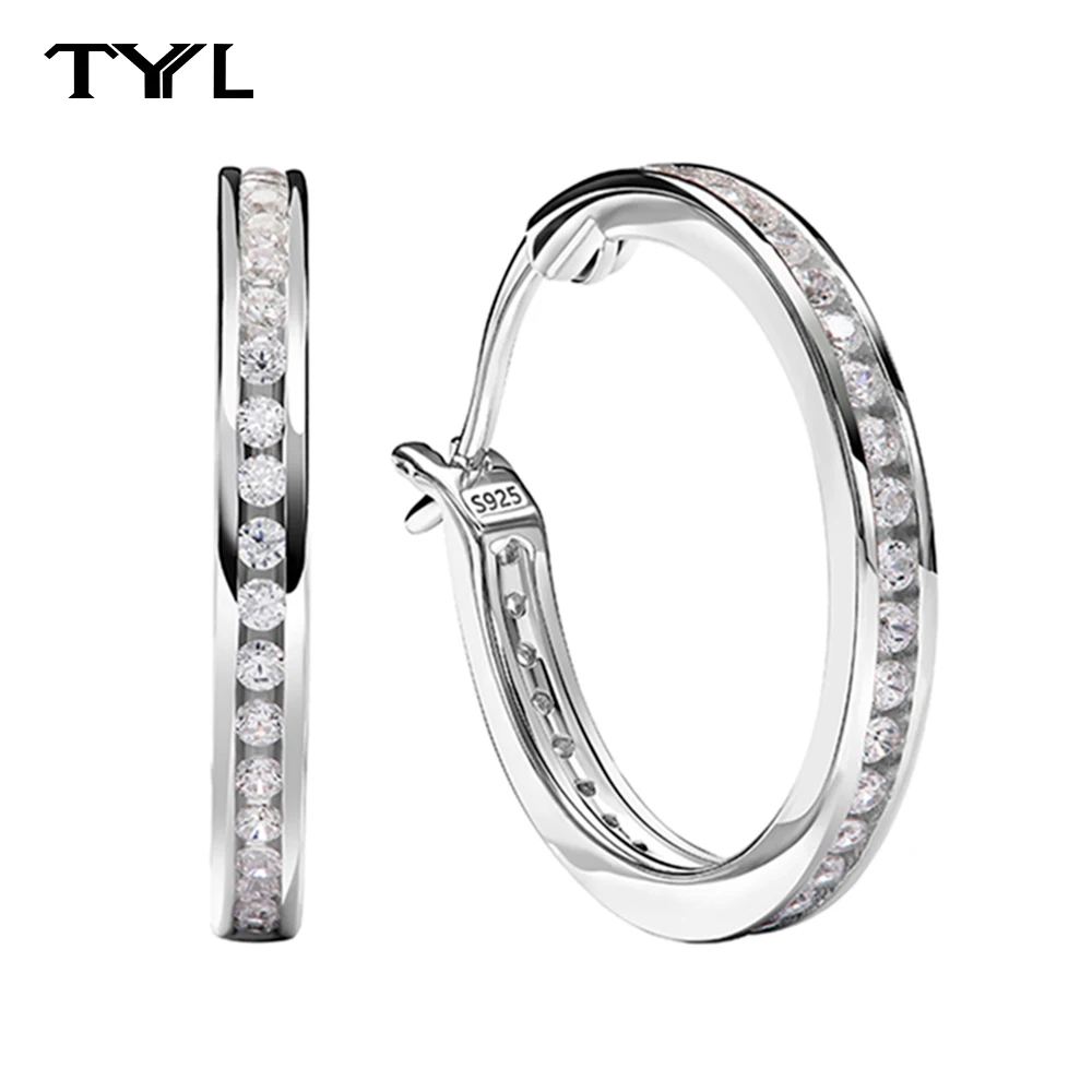 

TYYL Moissanite 20mm Small Hoop Earrings Hypoallergenic 925 Sterling Silver Lab Created Diamond Huggie Comfy Earrings for Women