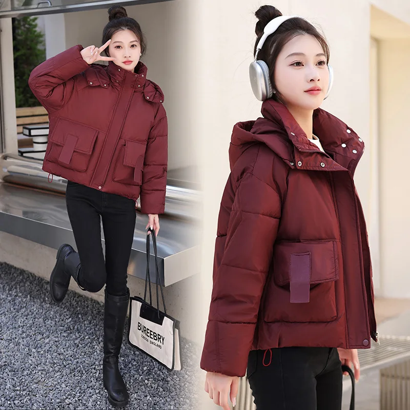 Frauen Winter warm lässig lose Parkas Daunen Baumwoll jacke Mäntel solide übergroße elegante weibliche weiche dicke Puffer Kapuzen kleidung