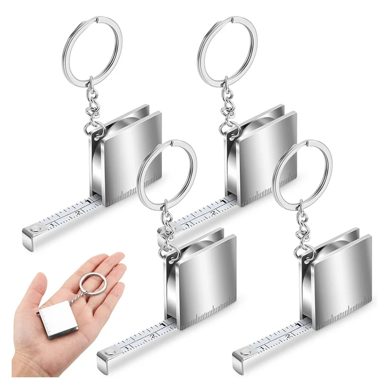 4-Piece Metal Keychain Tape Measure, Maximum Size Is 51.97 Inch/4 Feet Small Retractable Tape Measure Keychain