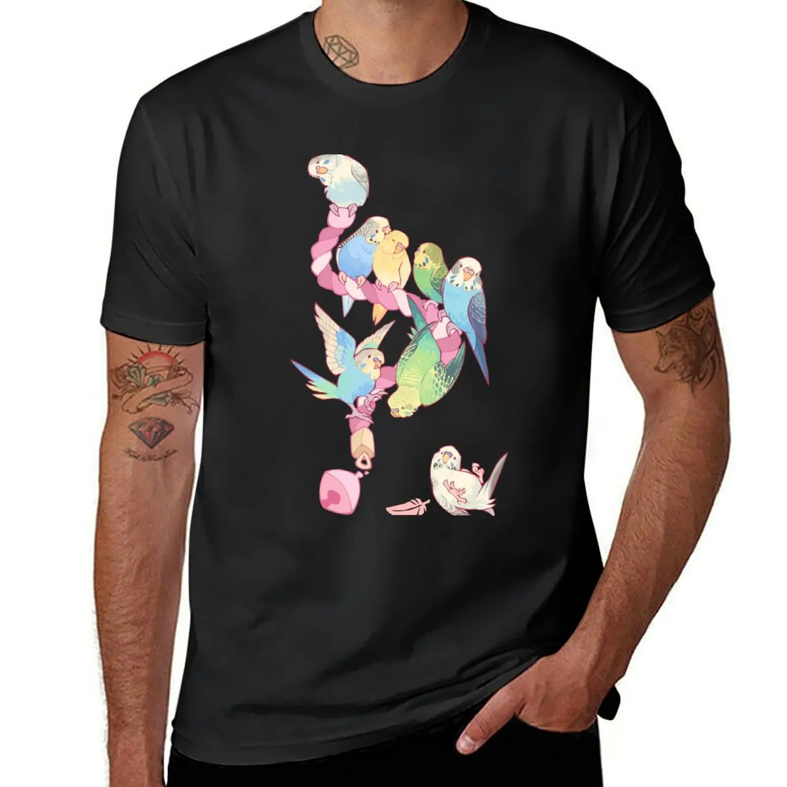 Budgie bunch cotton candy flavored T-Shirt vintage clothes blanks plus sizes customizeds mens clothing