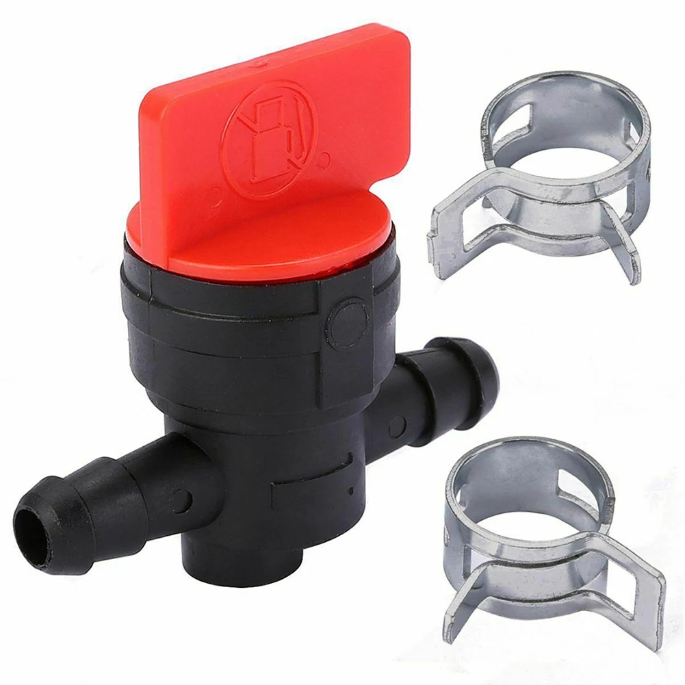 Clamp Petrol Tap + 2 Clamps Accessory Adapter Assembly Hose Part Replacement Shut-off Valve Fitting For 6-8mm Garden