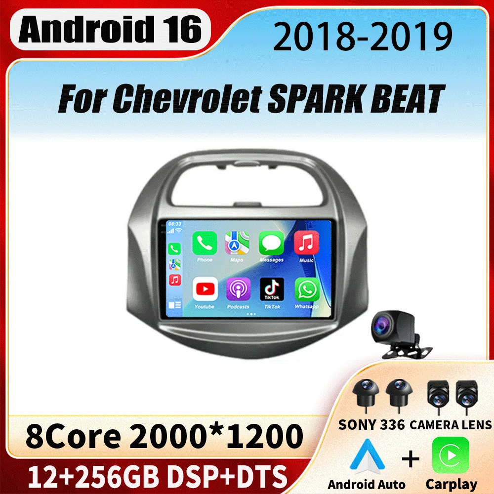 Radio de Coche Android de 9 Pulgadas y 16 GB para Chevrolet SPARK BEAT 2018-2019, Video, WIFI, 2K, DSP, Navegación GPS, ADAS, Multimedia, AHD, BT, No 2DIN