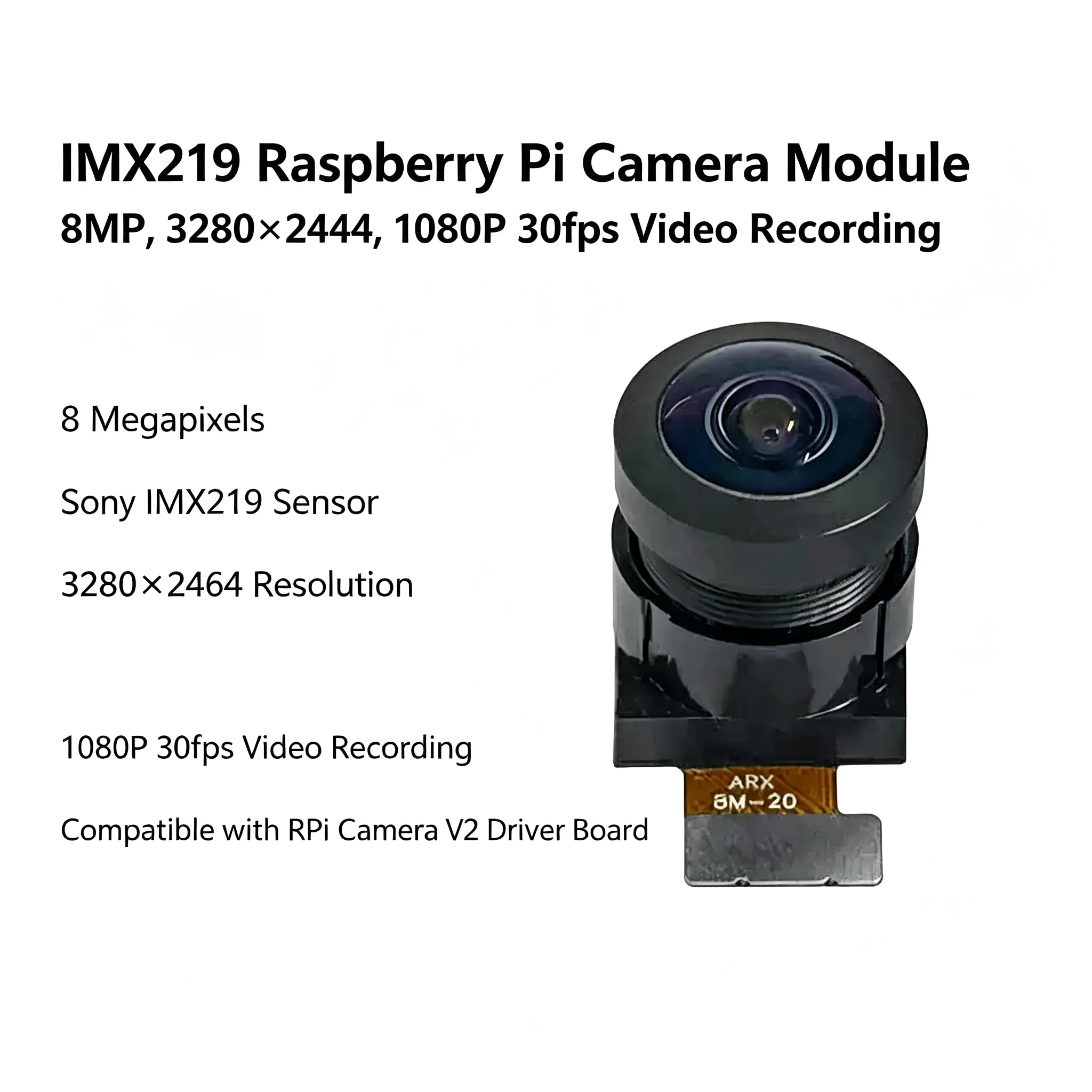 8MP IMX219 Camera Module V2 for Raspberry Pi 4B 800MP Webcam High Quality