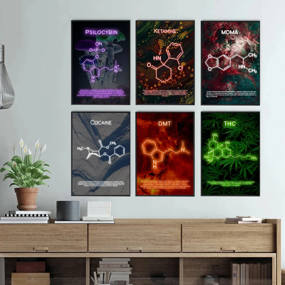 Knowledge of Classic Abstract Chemical Cell Equations Poster Art Canvas Painting Print for Home Living Room Wall Decor Pictures