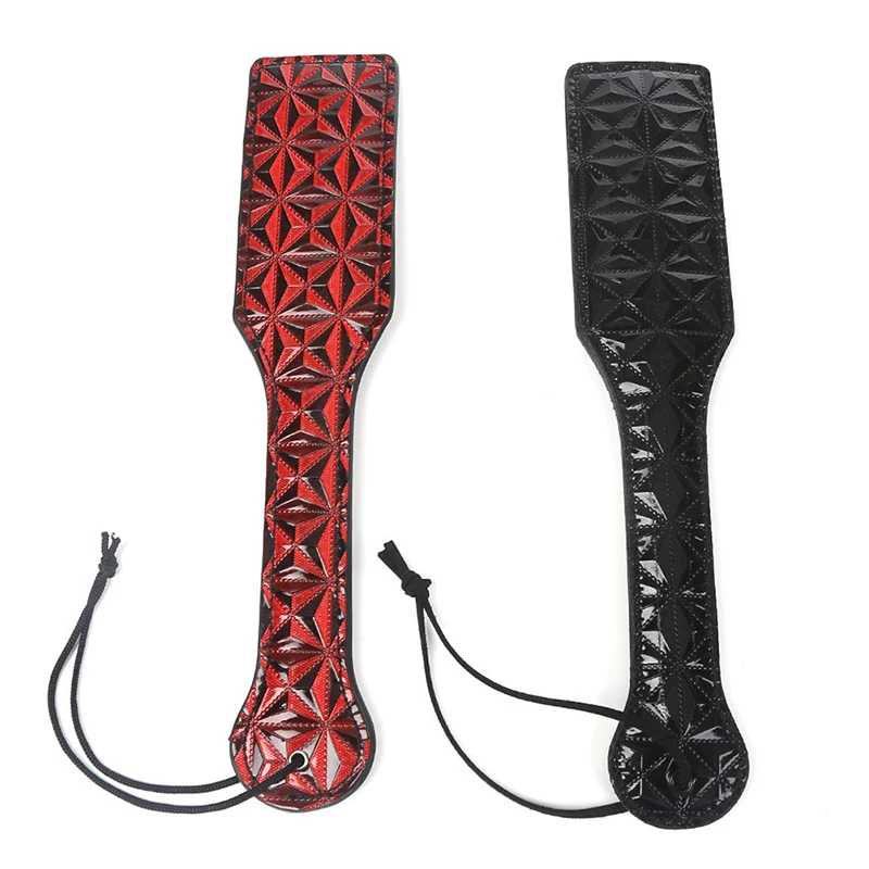 1pc Diamond Pattern Flog Spank Paddle Horse Whip Beat Submissive for Horse Training Crop Leather Spanking Paddle