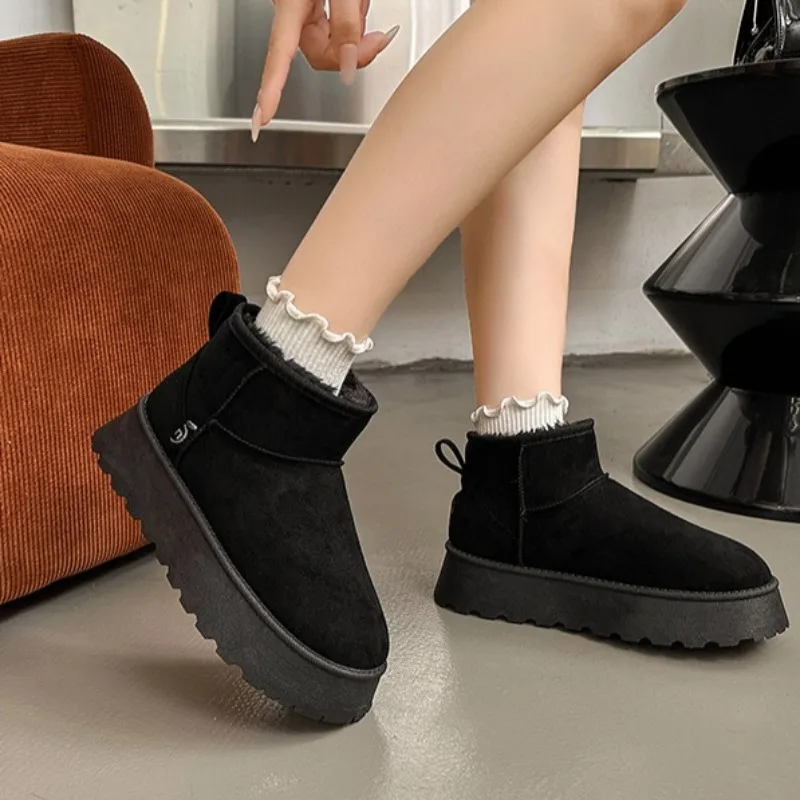 Women Winter Boots Thick Plush Winter Cotton Shoe Outdoor Non Slip Platform Snow Boots for Women Fur Warm Ankle Boot Botas Mujer