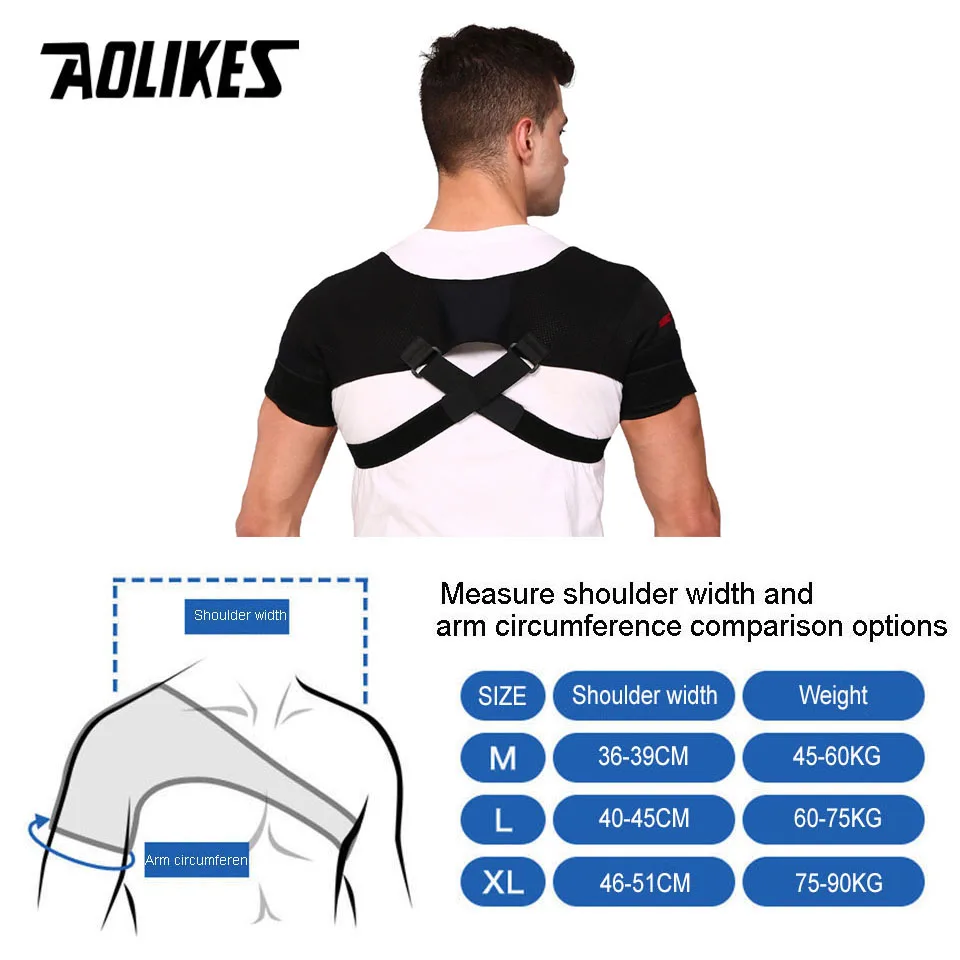 AOLIKES Double Shoulder Brace Adjustable Sports Shoulder Support Belt Back Pain Relief Double Bandage Cross Compression