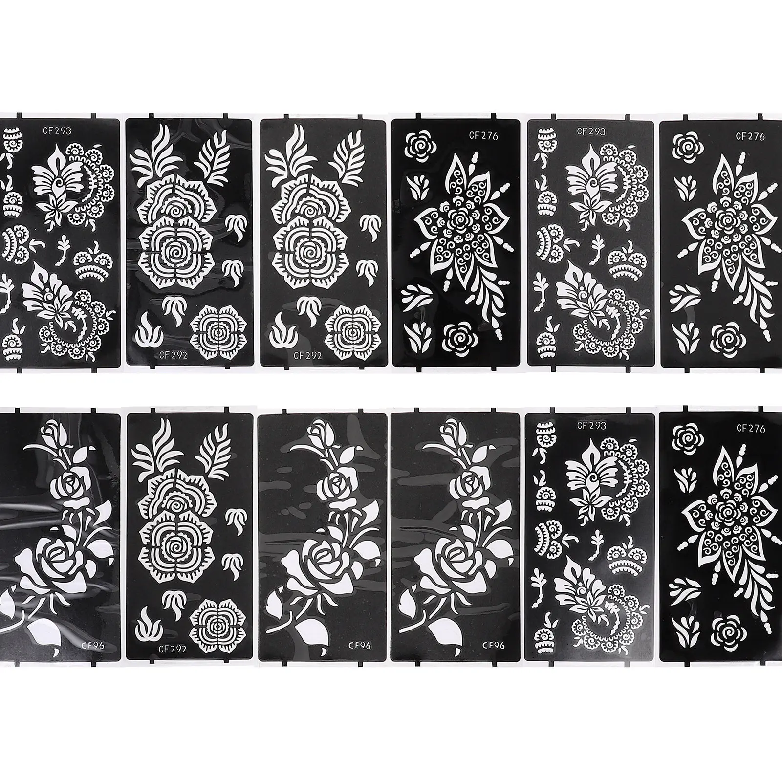 

Набор из 12 трафаретов для татуировок: черные шаблоны для временных тату на талии, груди, шее, руках, спине, ногах