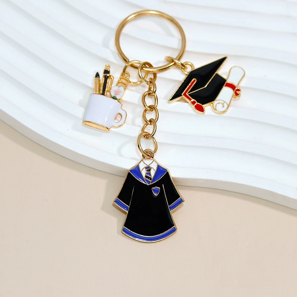 الإبداعية قبعة البكالوريوس قلادة المفاتيح فستان أكاديمي Keyrings للطلاب حقيبة يد سحر حفل التخرج اكسسوارات هدية #4