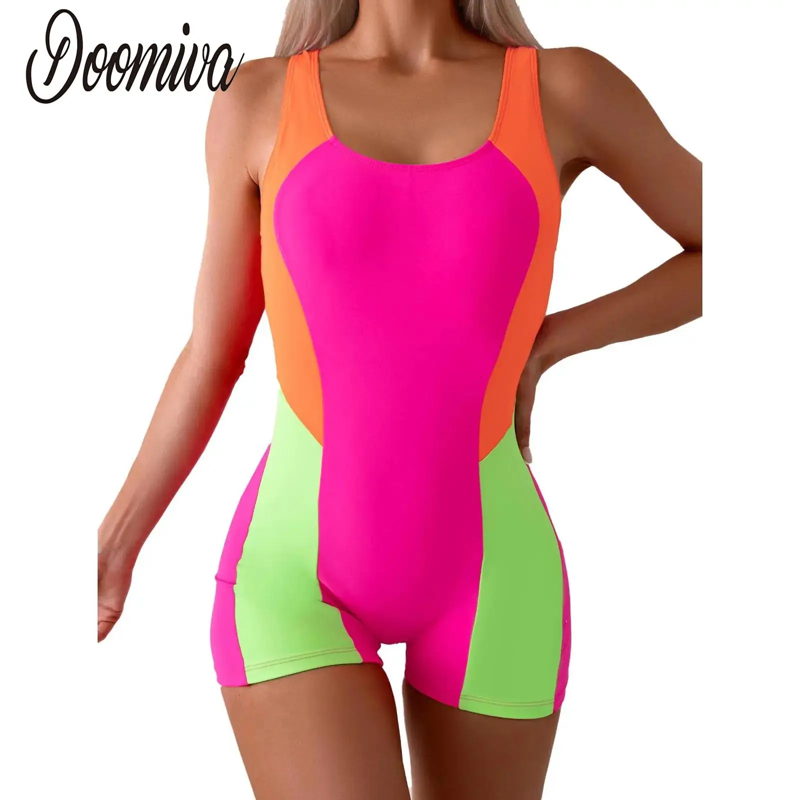 

Women's One Piece Swimsuit Swimwear Bodysuit Scoop Neck Sleeveless Hollow Back Athletic Swimwear Beach Bathing Suit Monokini