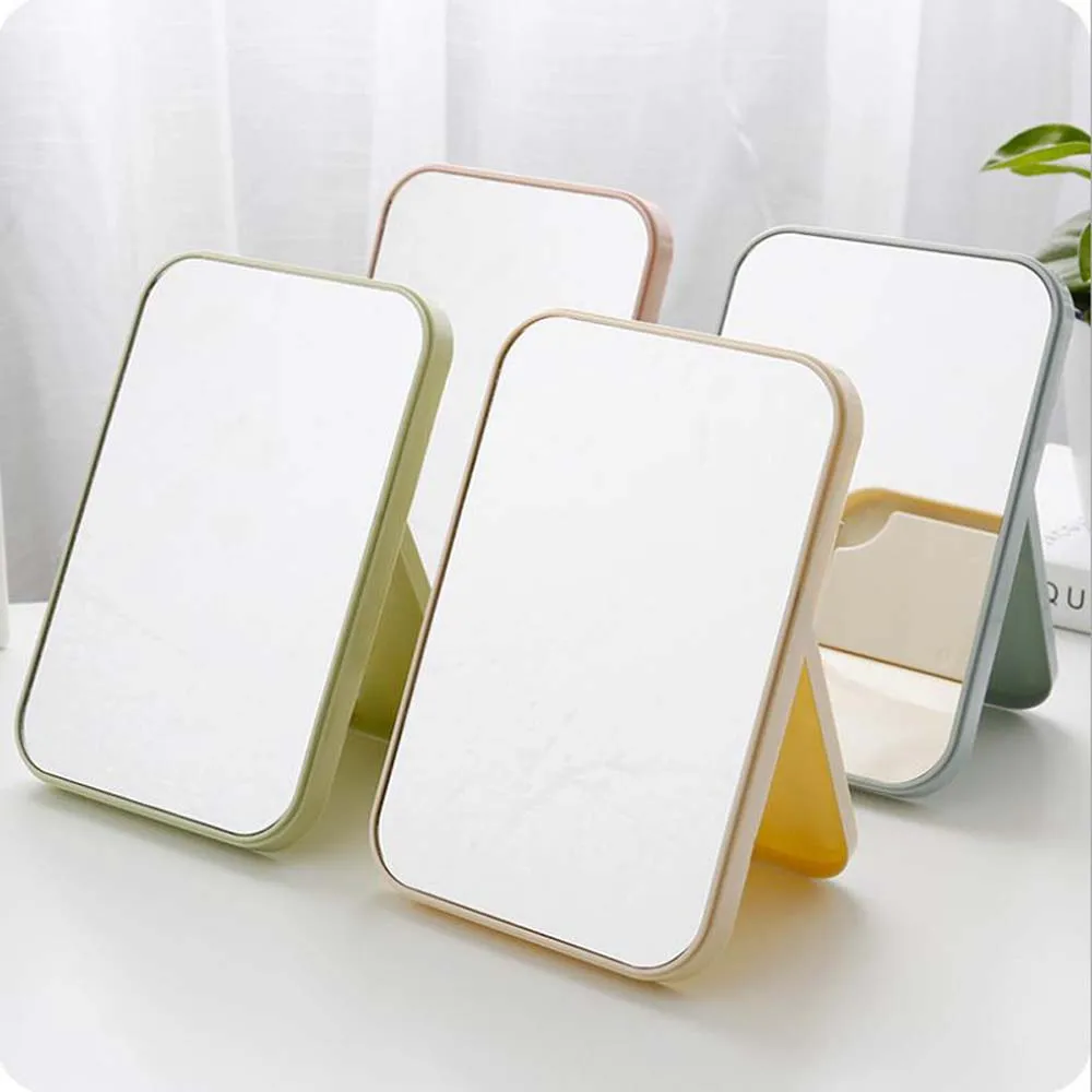 Desktop Makeup Mirror Square Mirror Desktop Single-Sided Princess Dressing Mirror Folding High-Definition Mirror Household Bathr