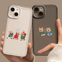Funny Christmas Bear Clear Phone Case For iPhone 16 15 14 11 12 13 Pro Max Mini 7 8 Plus SE X XS XR Transparent Cover Fundas Bag