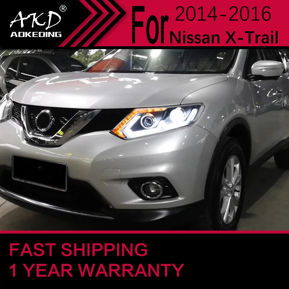 أضواء السيارة لنيسان X-Trail LED المصباح 2014-2016 XTrail رئيس مصباح Drl ديناميكية إشارة العارض عدسة اكسسوارات السيارات #5