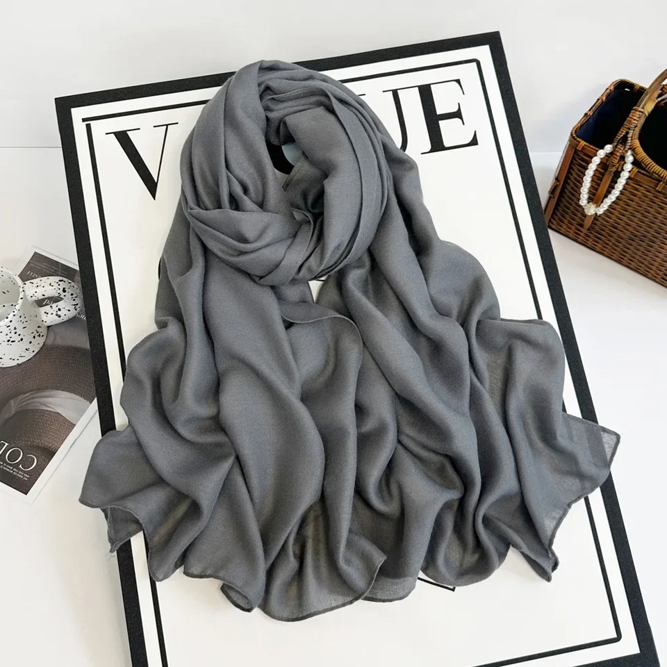 185*90 см, осенне-зимний новый хлопковый льняной шарф, женский однотонный шаль, длинный шарф цвета хаки в стиле ретро, модная накидка