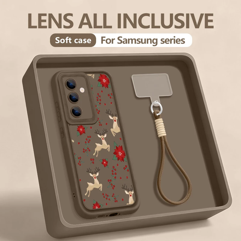 Fiore Alce TPU Cordino Cassa Del Telefono Per Samsung Galaxy S25 Bordo S24 S23 S22 Ultra S25 S24 FE A17 A56 A36 A16 A55 A35 A15 A54 Copertura