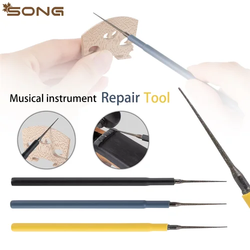 Imagen 2 del producto Mini limas ranuradas para puente de violín, 1/3 Uds., lima de ranura para tuerca de violín, herramientas luthier, herramientas para hacer violonchelo y violín, pieza de herramienta de pulido de detalles