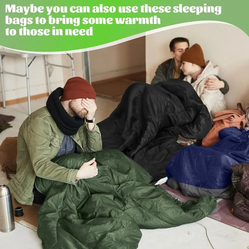 6 عبوات من أكياس النوم السائبة للتبرة بدون منزل، أكياس نوم مقاومة للماء 0 درجة مع كيس ضغط للبالغين في الشتاء البارد #4