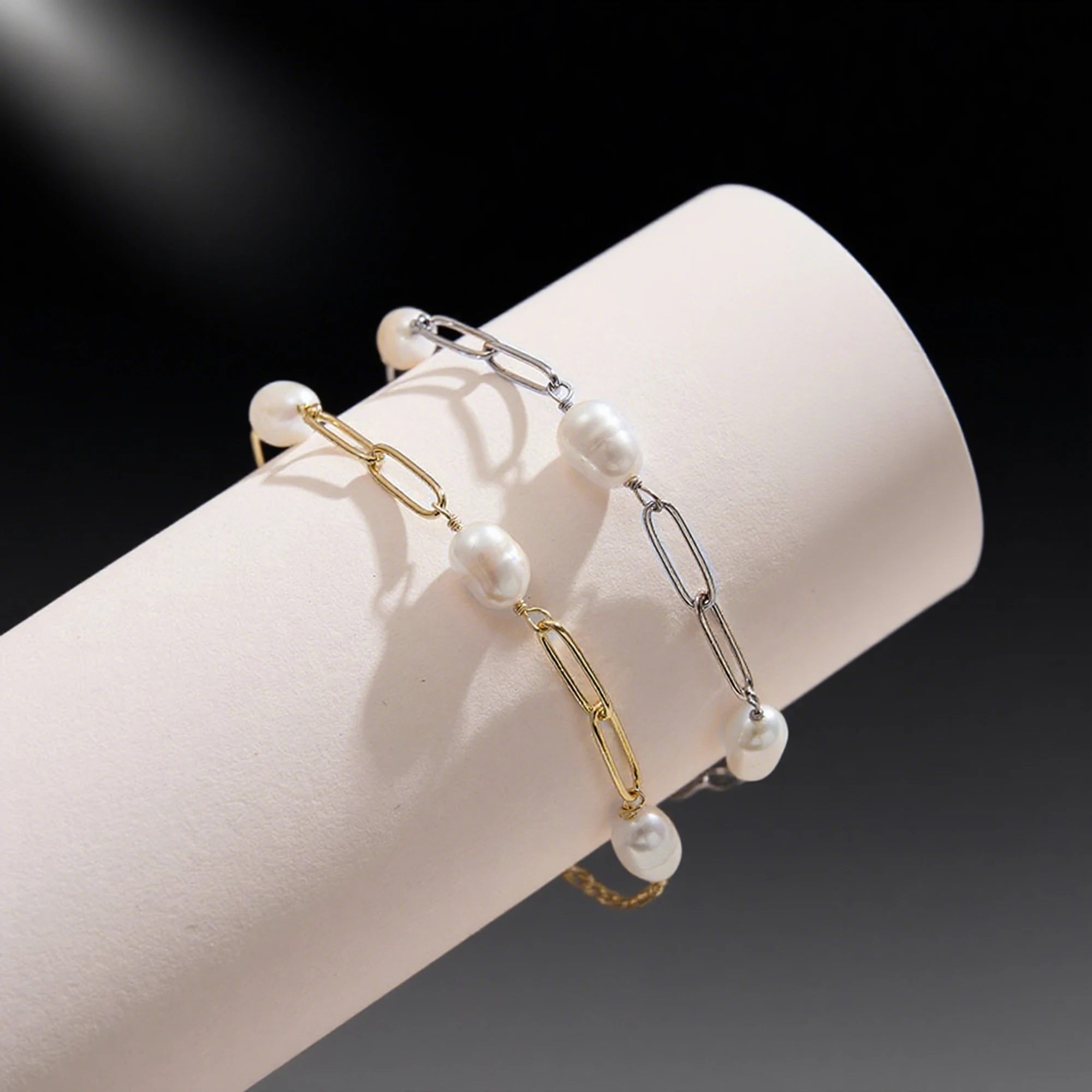 

Гламурный браслет-цепочка с скрепочкой EFFIE QUEEN из стерлингового серебра 925 пробы с потрясающим пресноводным жемчугом для женщин GPB39