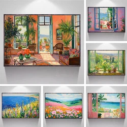 Clasisc Henri Matisse Artwork Summer Window View Flower Field Landscape Poster Canvas Painting Wall Pictures Home Decor