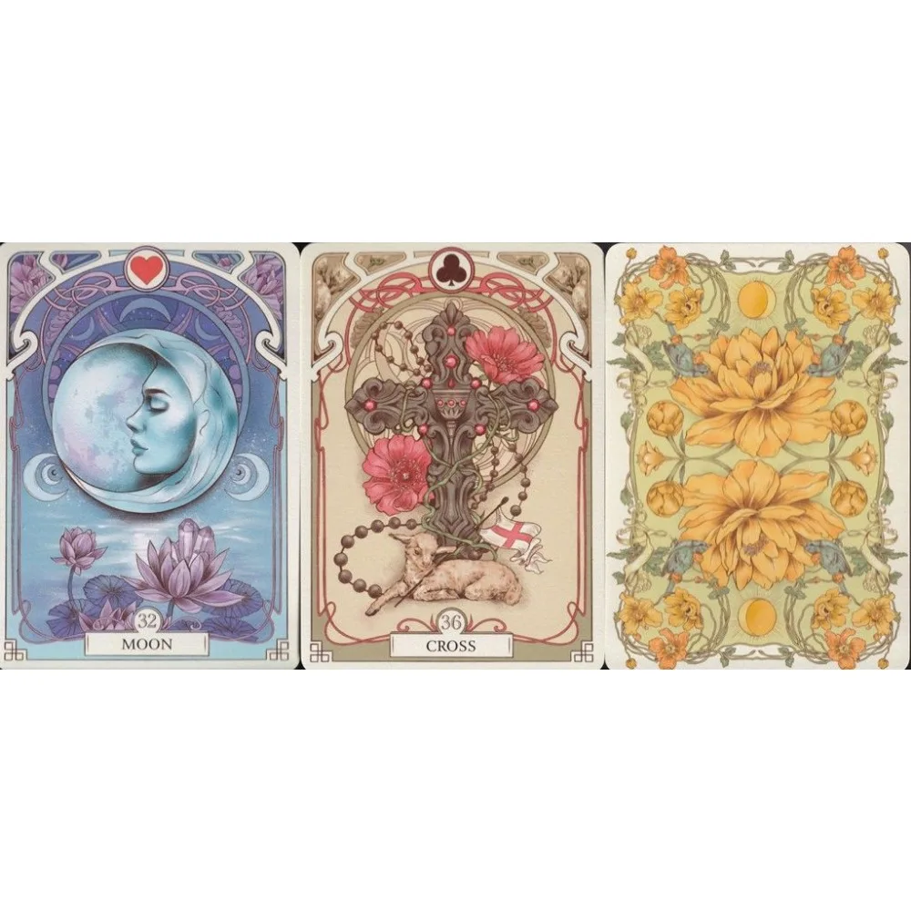 10.5*7.5cm romantico Lenormand Oracle motivi floreali delle carte Art Nouveau Style 37 pezzi (con 1 carta speciale)