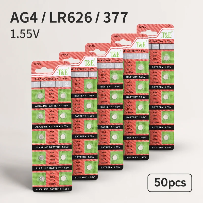 Button Cell Battery AG4 LR626 377 SR626SW 1.55V 50PCS Replacement Coin Batteries for Watch 377A 376 LR626 Cells