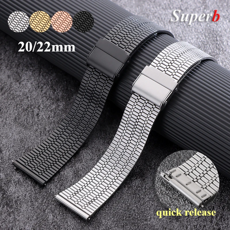 

20mm 22mm Thin Metal Strap for Samsung Galaxy Watch 6 Stainless Steel Bracelet for Huawei Watch GT3 Quick Release Watchband
