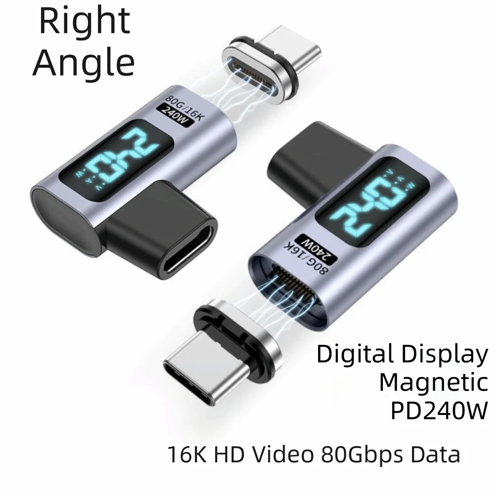 Cable 240W Type C Adapter 16K Video 5A Magnetic Adapter Full Function 80Gbps USB C to USB C Adapter Fast Charge