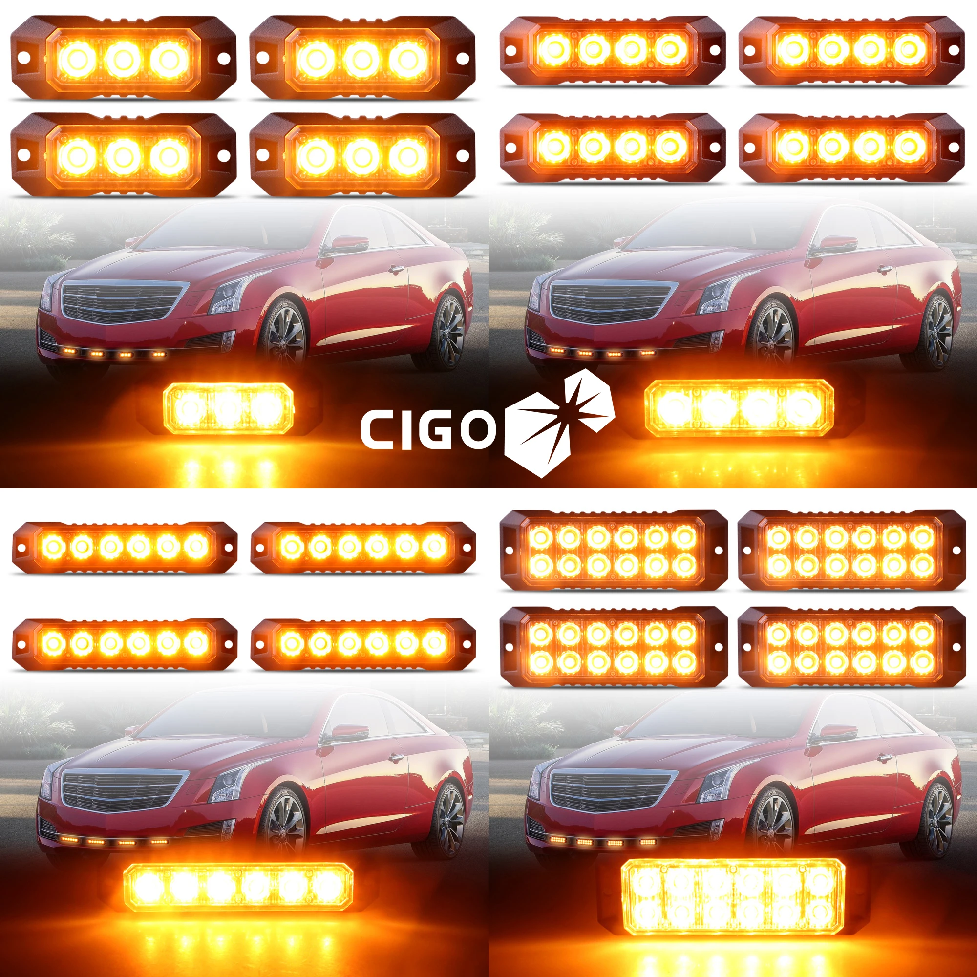 4PCS 12-24V High-Performance LED Emergency Strobe Beacon Lights - 4 Pack - Models 03K, 04K, 06K, 12K For Car Truck Headlight