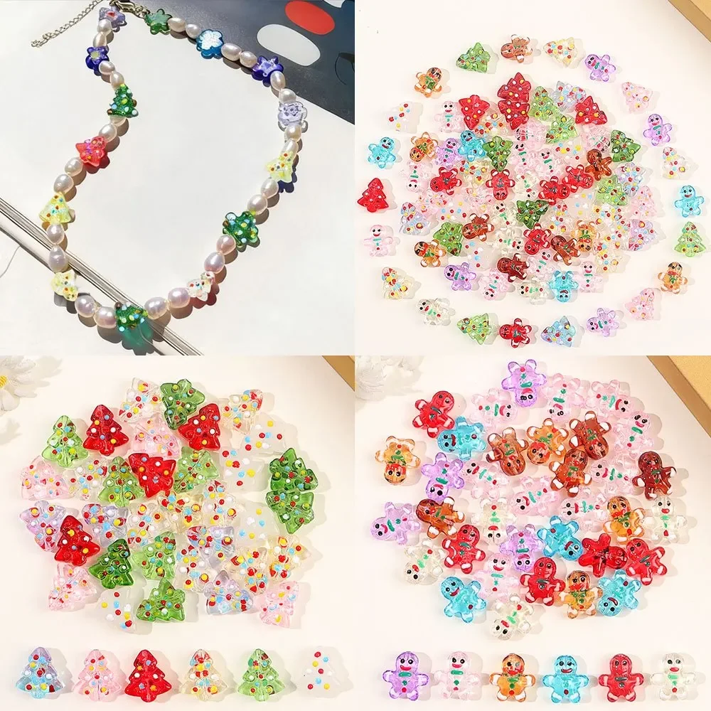 4/13/26 Uds. Cuentas decorativas multicolores en forma de pan de jengibre para árbol de Navidad, decoraciones temáticas DIY, para Navidad, Día de San Valentín