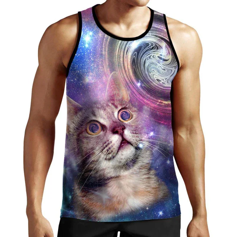 Sky Cat Tank Tops Men Women 3d Printed Cute Lightning Cat Vest Tops Girl Y2k Tops Graphs T-shirts Kid Gym Hawaii Beach Tank Top