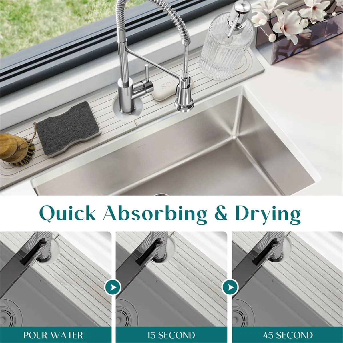 2025+ Tappetino rigido ad asciugatura rapida che assorbe l'acqua con fango diatomea per tappetino per rubinetto lavello cucina bagno