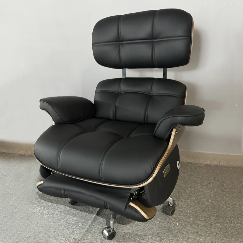 أحدث تصميم كرسي مكتب منزلي كهربائي حديث كرسي رفع دوار من الجلد الطبيعي