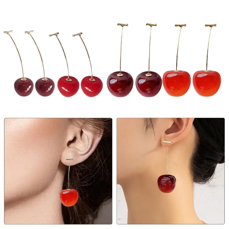 Cherry Dangle Earrings Long Earrings Multifuntional Ear Jewelry Fashion Fruit Jewelry Unique Earrings for Daily