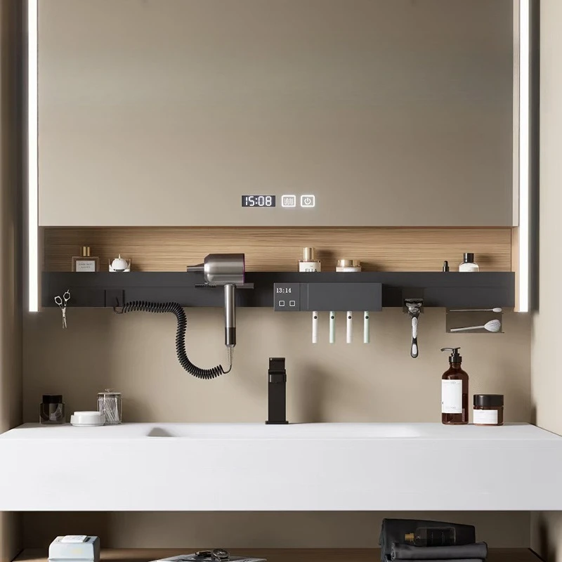 

Умный зеркальный шкаф для ванной комнаты, встроенная полка, стерилизатор для зубных щеток, органайзер для хранения косметики