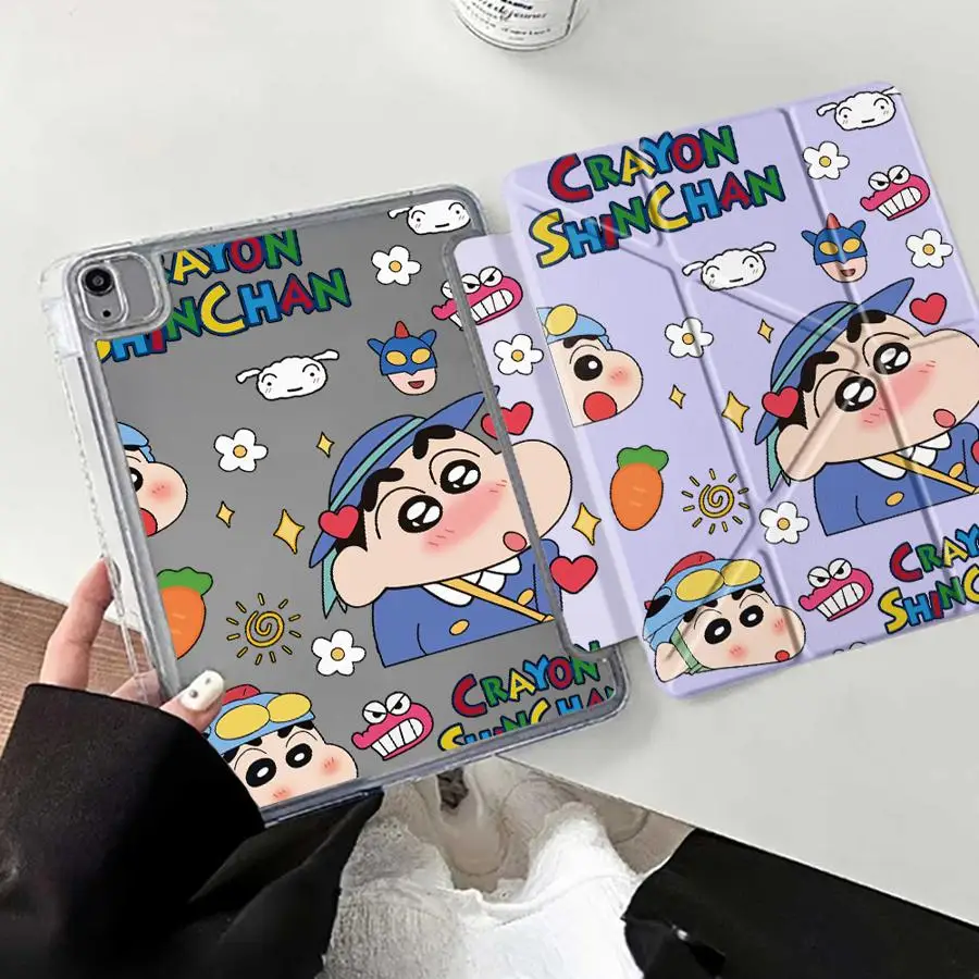 

Cartoons Crayon Shin-Chan Y-Fold Holder Cover Tablet Case For iPad Air 4 5 M3 M2 1 2 M4 11inch Mini 6 7 Pro 2025 Pro 11th 10th