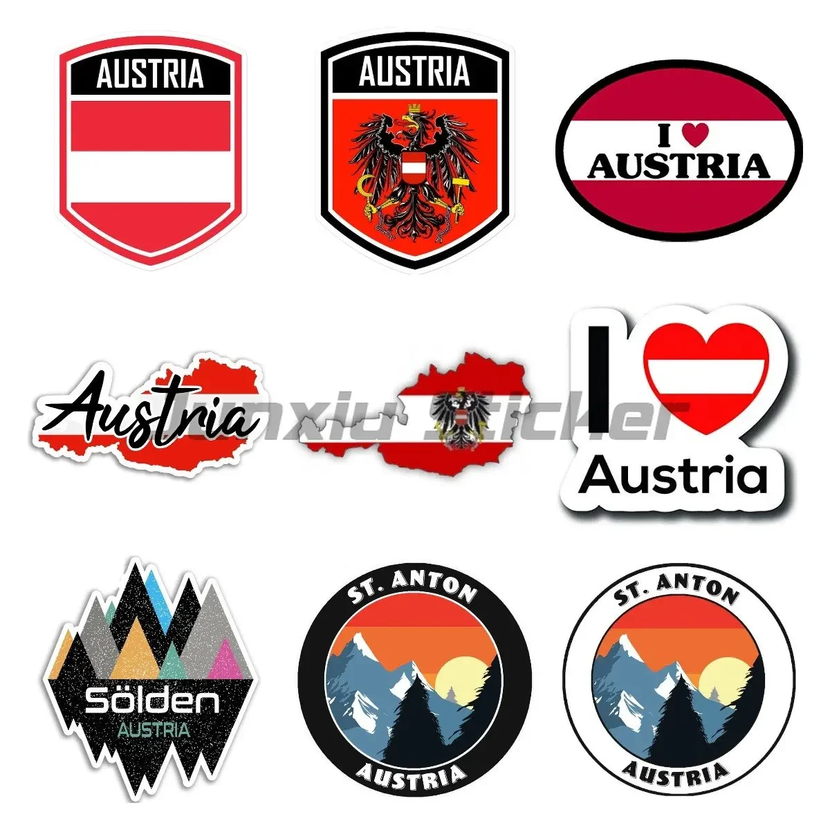 

Personality Funny Car Sticker Austria Flag Coat of Arms Republik Motorcycle Waterproof Sunscreen Anti-UV Decal Pvc Accessories
