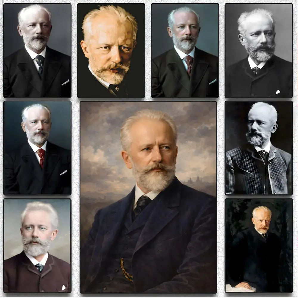 Classical Composer Pyotr Ilyich Tchaikovsky Poster Artistic Peel-Off Wall Decor, Indoor Outdoor Home Ornament for Collectors