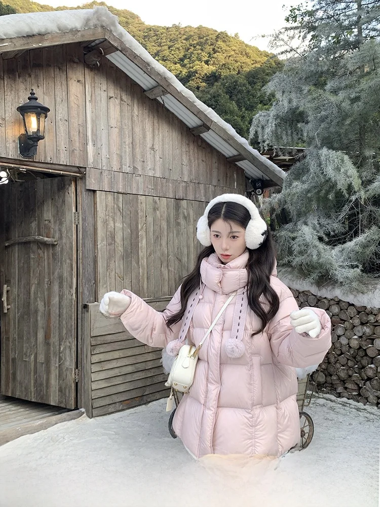 

Новая зимняя женская куртка-пуховик 2025 года с отстегивающимся меховым капюшоном, теплая, длинная, в стиле National Stand 95