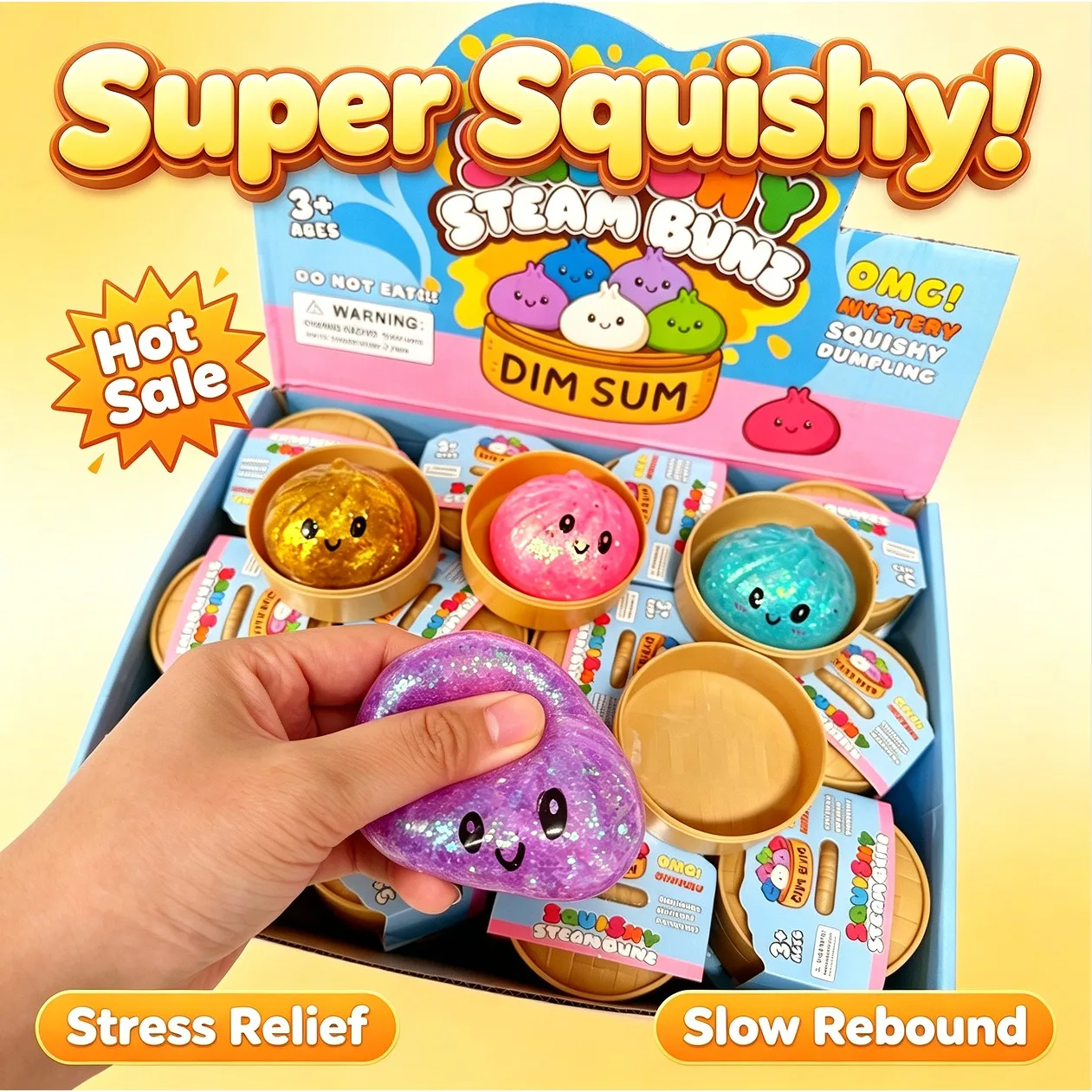 

Cute Colorful Dumpling Pressure Squishies Slow Rising Stress Relief Fidget Toy for Adults Anti-Anxiety Relief Bun Toy Gift