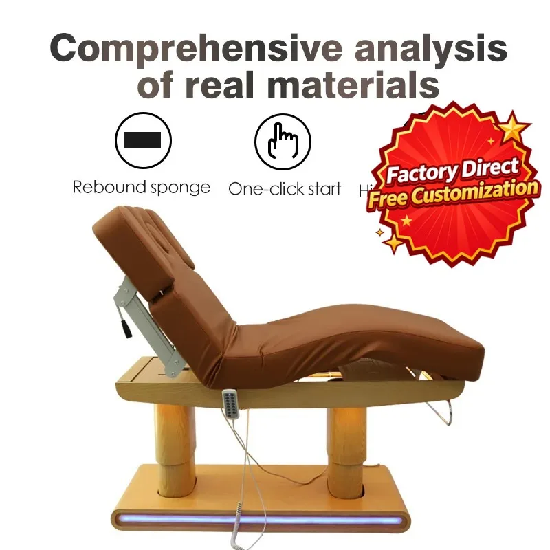 Electric Facial Bed Massage Table 4 Motor Lift Adjustable Height Spa Treatment Bed Beauty Salon Furniture for Esthetician