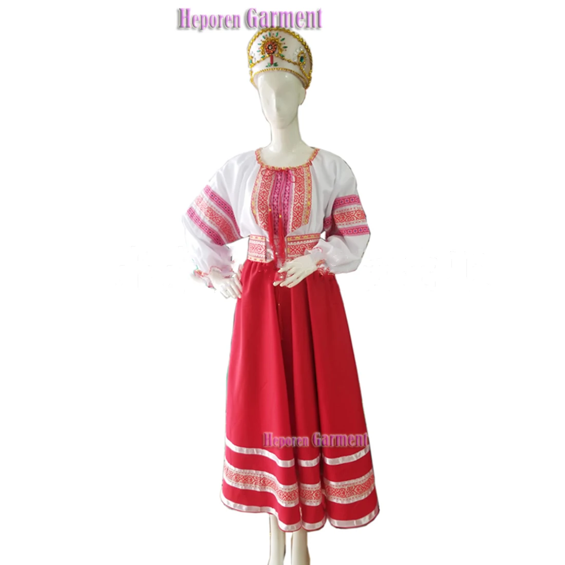 Russian Folk Dance Costume European Style Gorgeous Red Palace Dress Princess Maid Costume Stage Performance Opening Dance