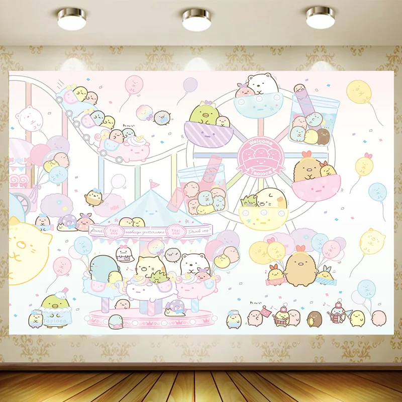 Sumikko Gurashi гер tło artykuły urodzinowe dziewczyna chłopiec baner imprezowy dziecko kreskówka dekoracja tło fotografia Baby shower
