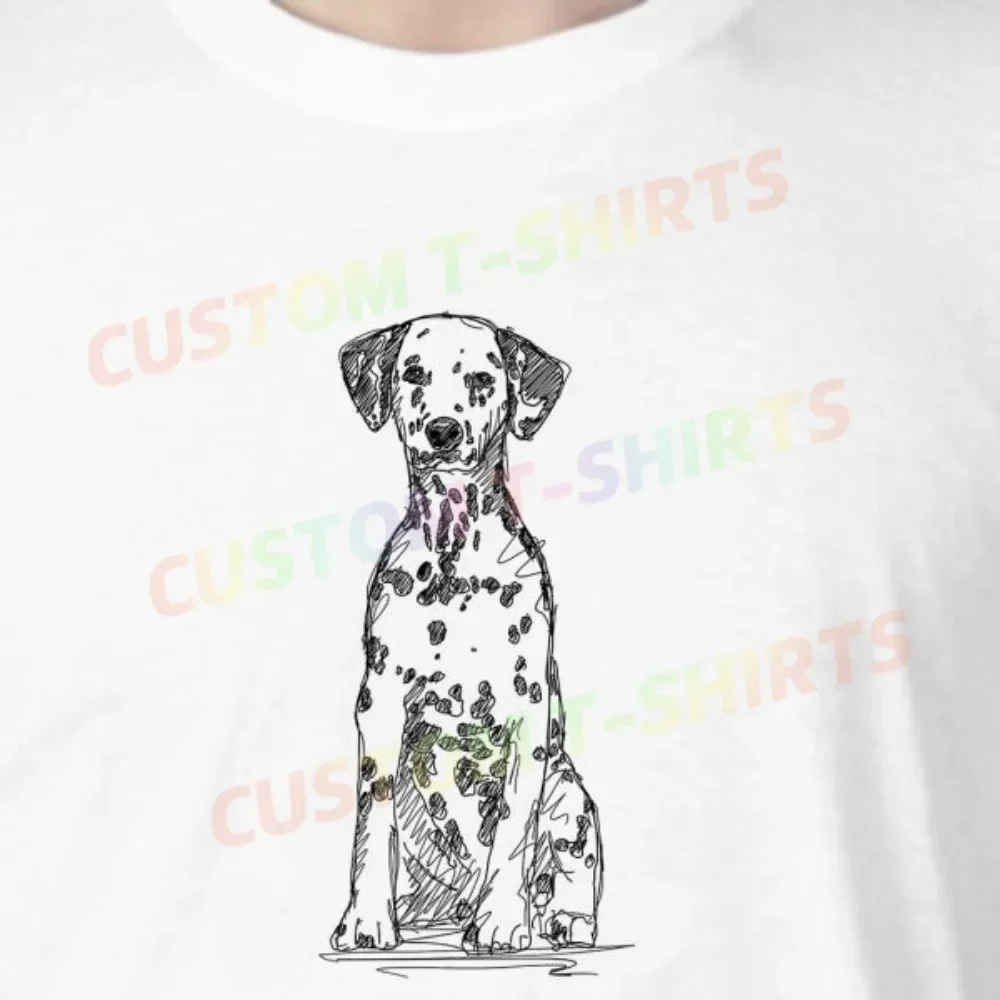 

211 55_Dalmatian Fans' comic-style hand-drawn pattern T-shirts for both men and women in summer