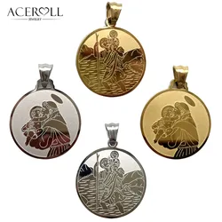 ACEROLL Stainless Steel Catholic Pendant of Saint Anthony and Saint Christopher Medal