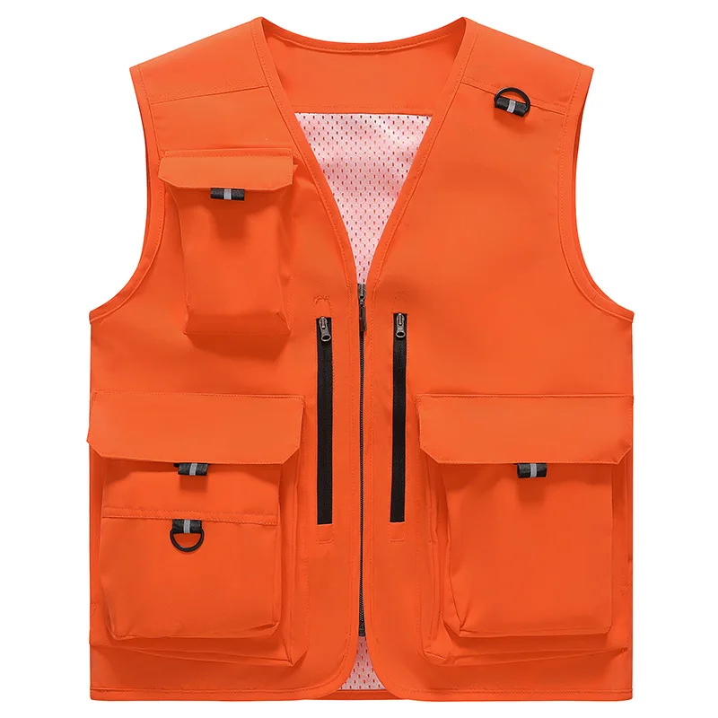 

Spring Summer Fishing Waistcoats For Man Outdoor Patrol Photography Multi Pocket Vest Plus Size Loose Casual Workwear Vest