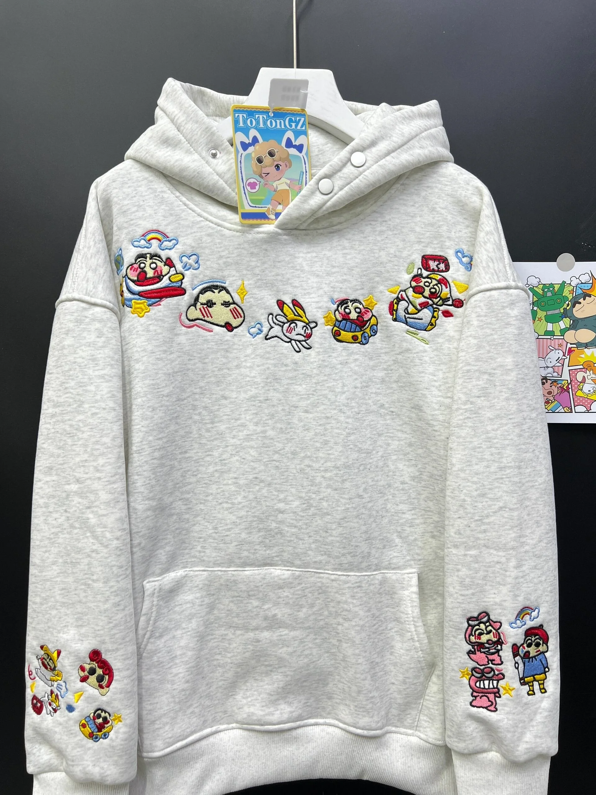 

Женская толстовка с капюшоном Dopne Heavyweight: свободный крой, вышивка, милый дизайн, осенне-зимняя модная повседневная верхняя одежда