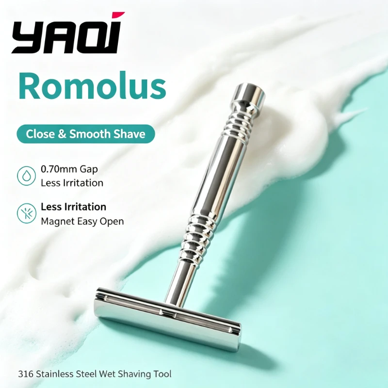 2026 Flash Sale！YAQI Professional Romulus Razor With Magnet 316 stainless steel for Men 0.70mm gap