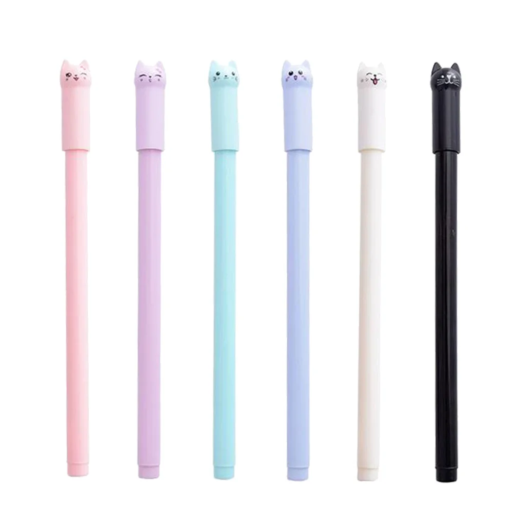 12Pcs Cat Shape Gel Pen Black Ink Fine Point 0.5mm Smooth Writing Gel Pens Stationery for Students Creative Gifts
