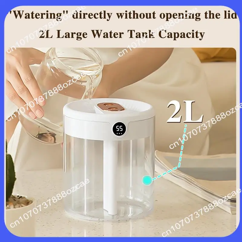 A26P H2O مرطب الهواء سعة 2L فوهة مزدوجة مع شاشة LCD للرطوبة موزع الزيوت العطرية المحمولة USB سهلة التركيب Gre